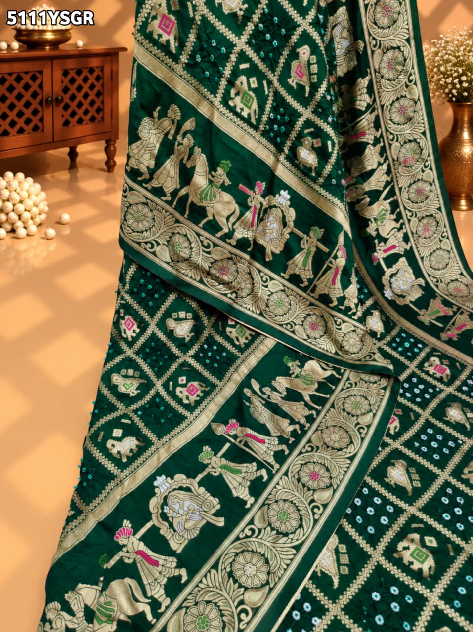 KcPc Traditional Banarasi Style Silk Saree with Zari Weaving