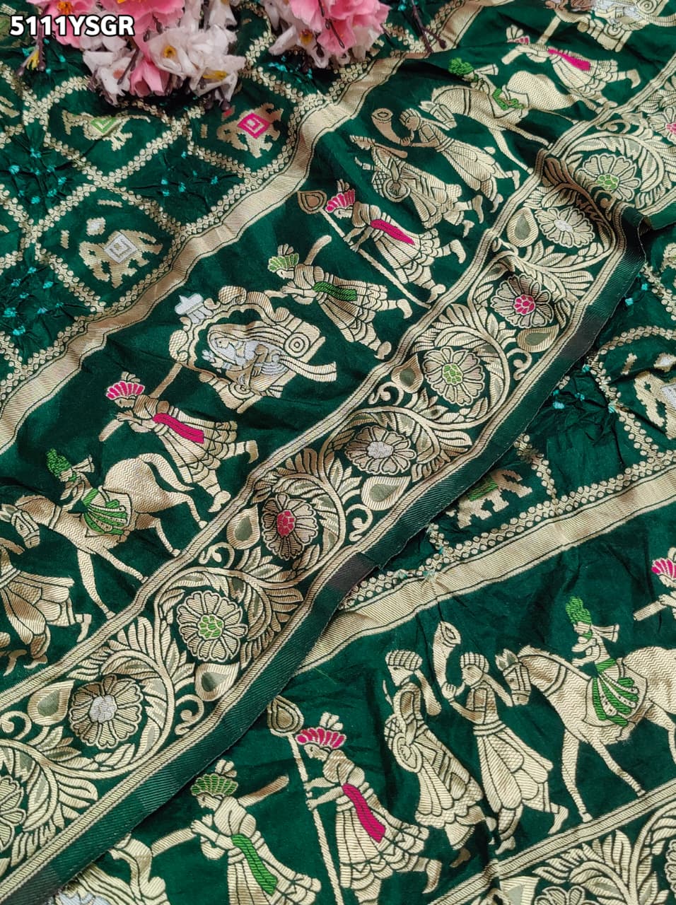 KcPc Traditional Banarasi Style Silk Saree with Zari Weaving