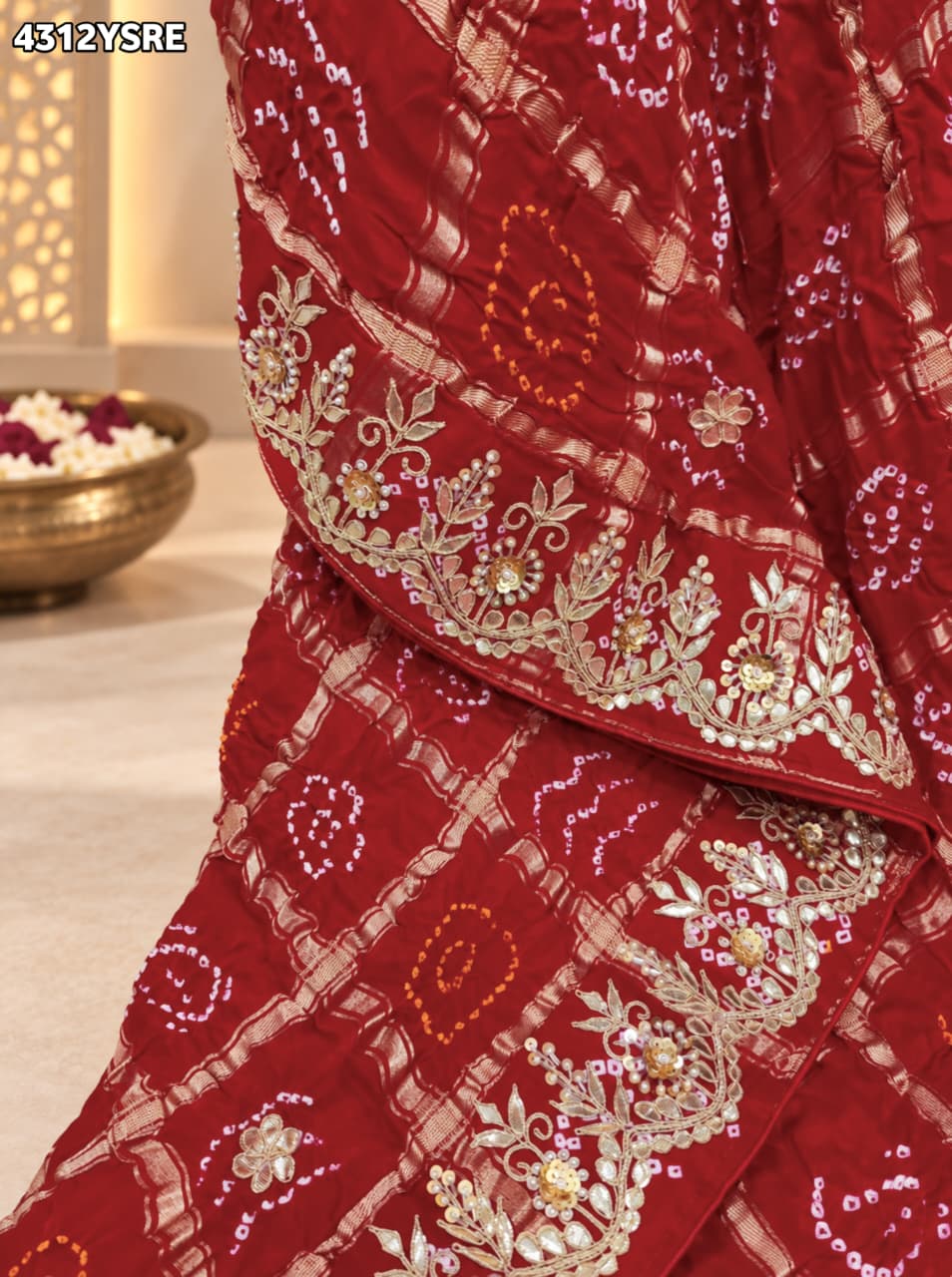 KcPc Gaji Silk Bandhani Style Gotapatti Work Festive Wear Saree