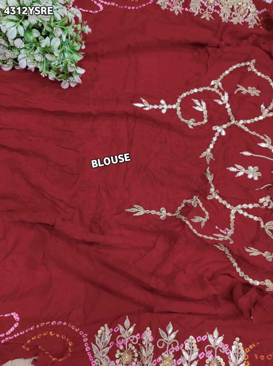 KcPc Gaji Silk Bandhani Style Gotapatti Work Festive Wear Saree