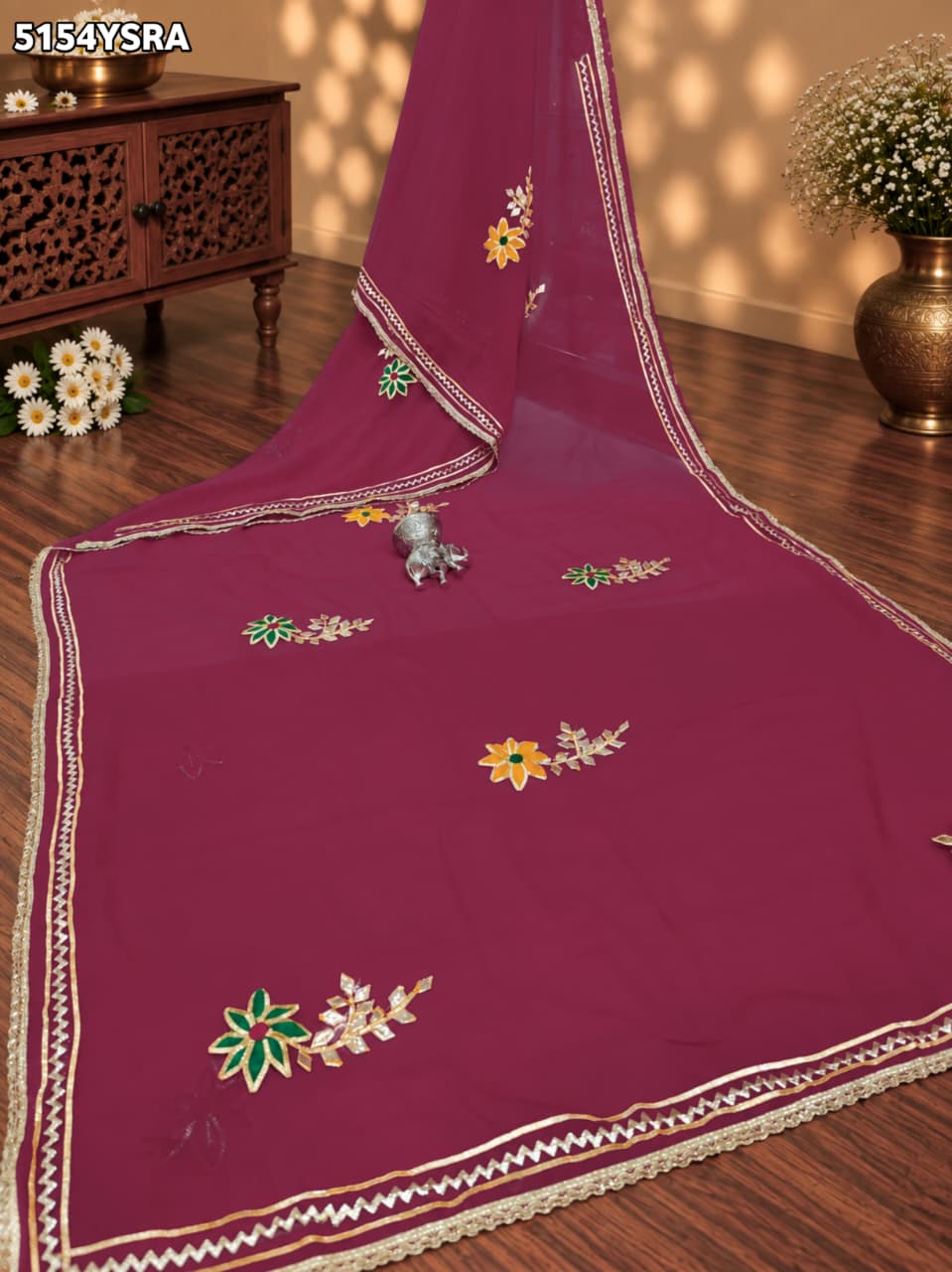 KcPc Georgette Traditional Style Saree with Gotapatti Work for Festive Wear