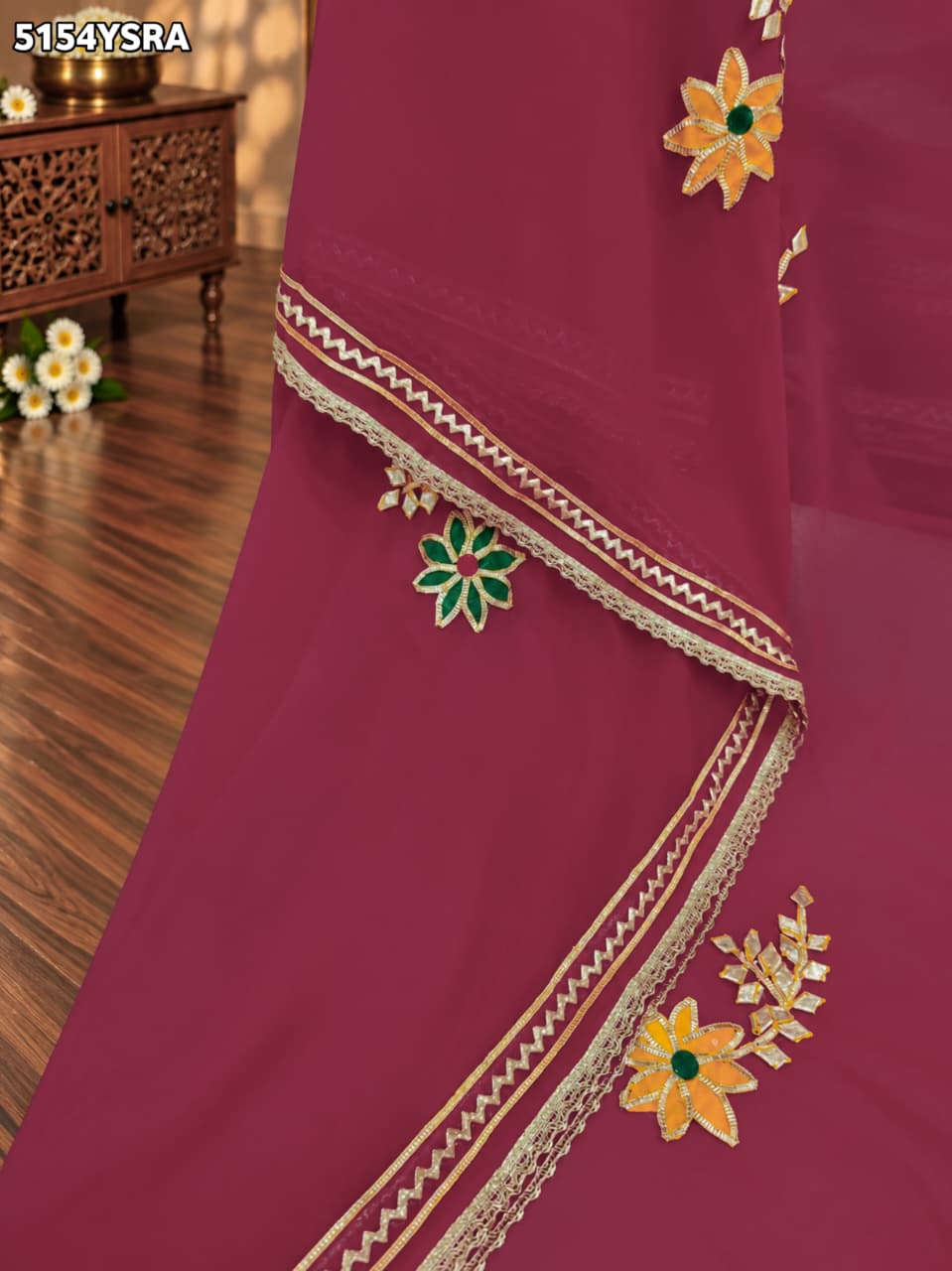 KcPc Georgette Traditional Style Saree with Gotapatti Work for Festive Wear