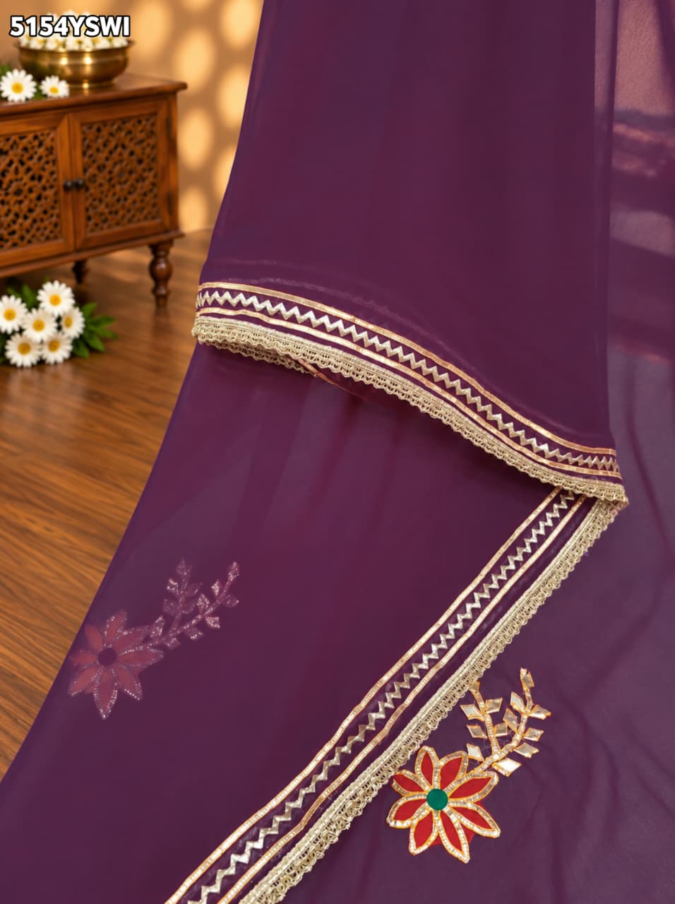 KcPc Georgette Festive Saree with Traditional Pattern and Detailed Gotapatti Work