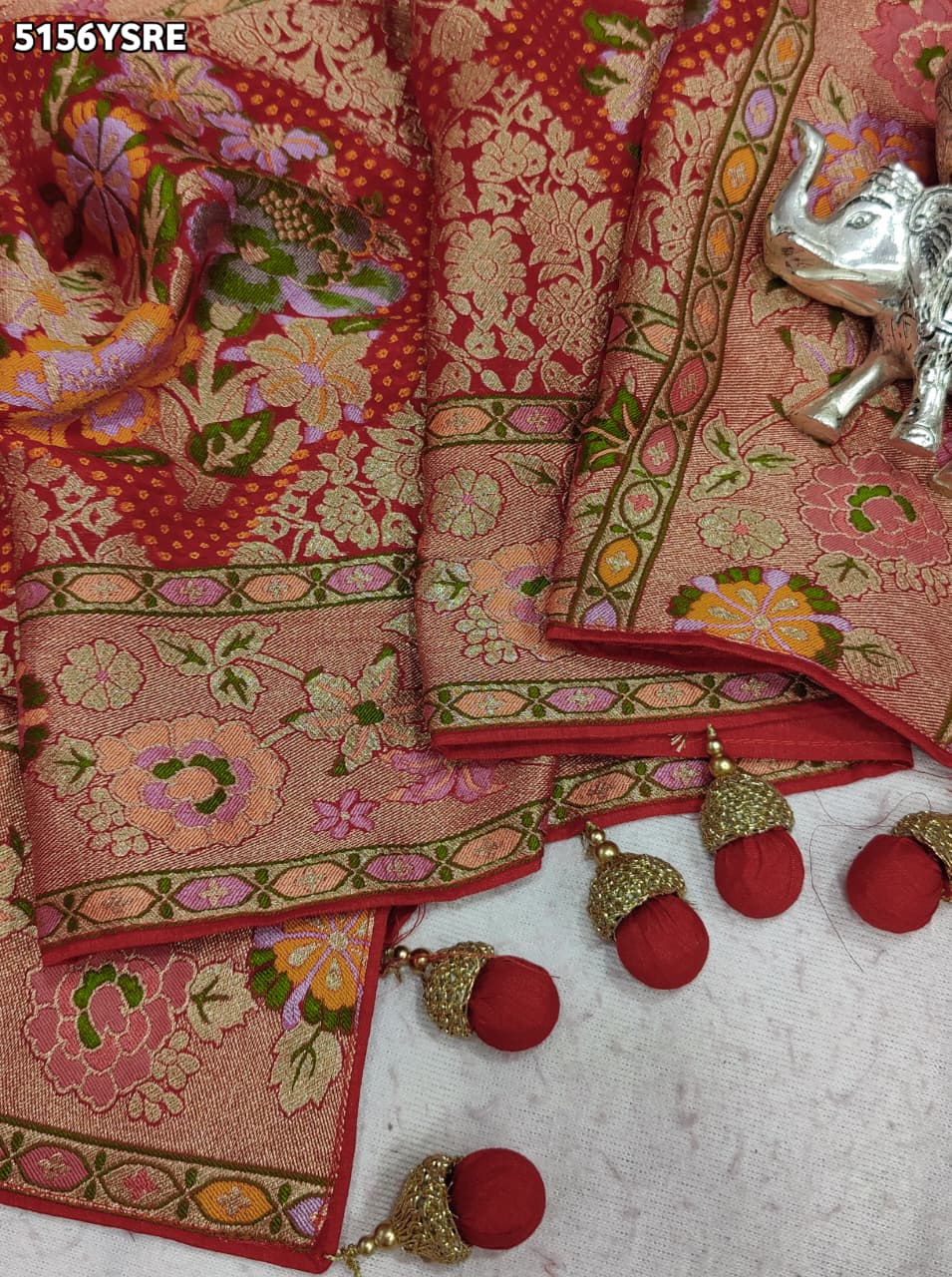 KcPc Georgette Meenakari Style Saree with Zari Weaving for Festive Wear