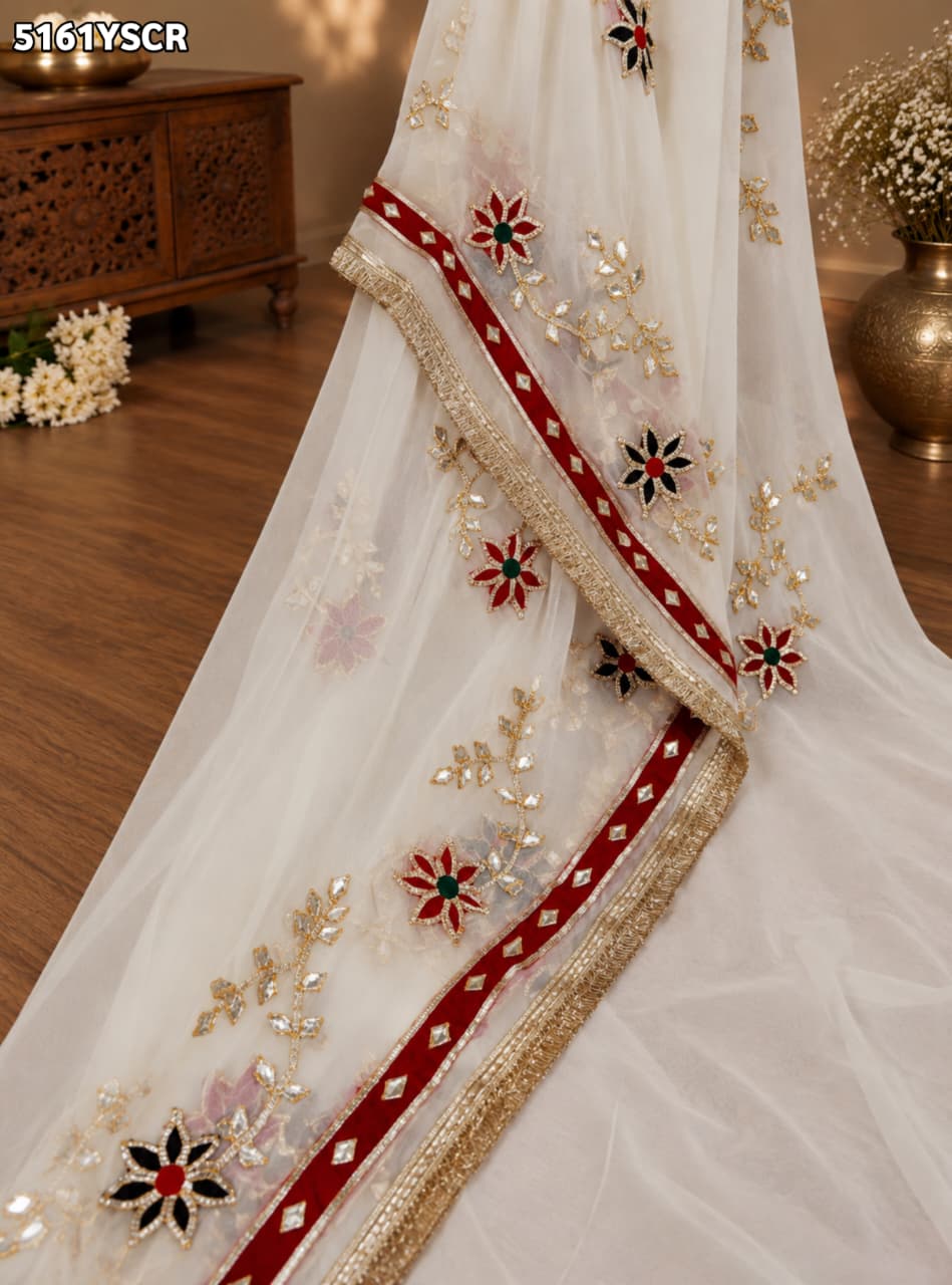 KcPc Traditional Georgette Saree with Beautiful Gotapatti Work for Festive Occasions
