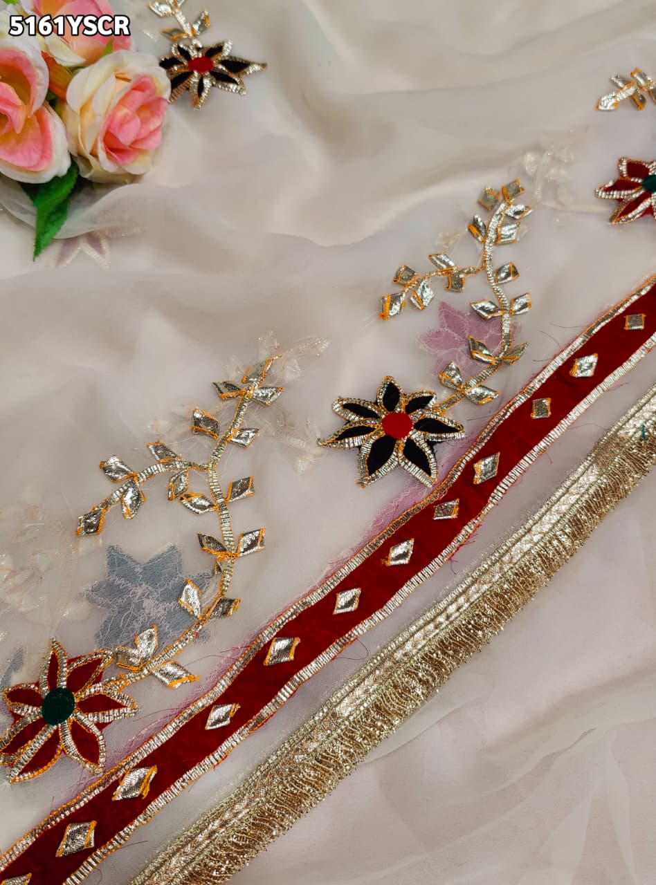 KcPc Traditional Georgette Saree with Beautiful Gotapatti Work for Festive Occasions