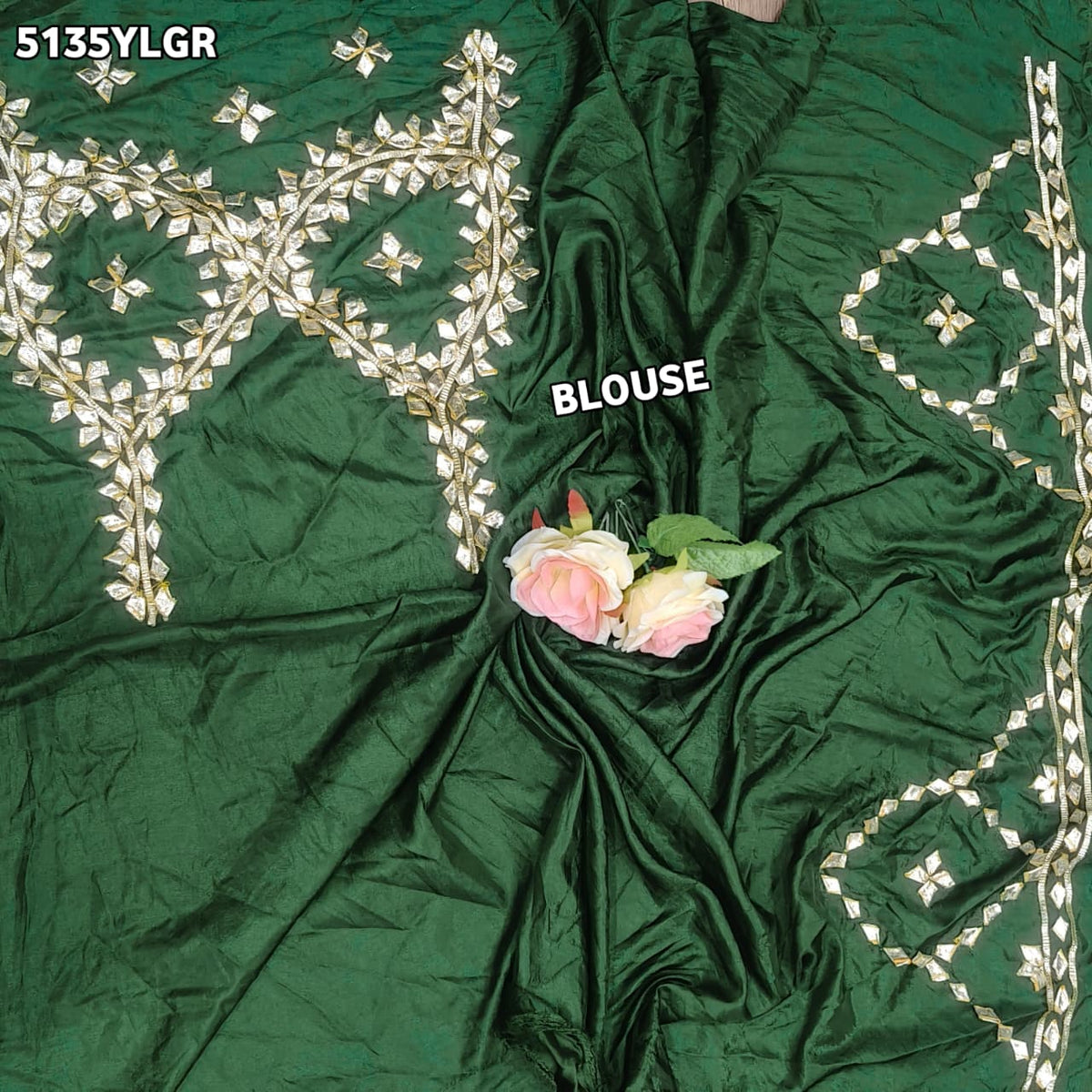 KcPc Traditional Gaji Silk Bandhani Lehenga with Elegant Gota Patti Work