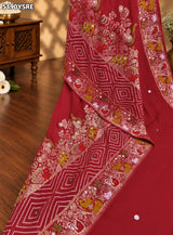 KcPc Georgette Bandhani Saree with Cutdana White Beads Work