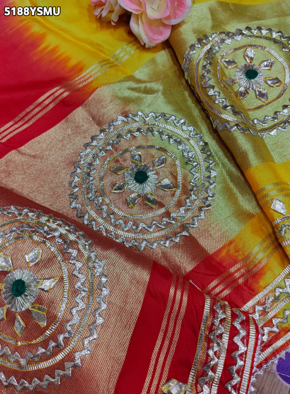 KcPc HO Silk Designer Saree with Traditional Gotapatti Work