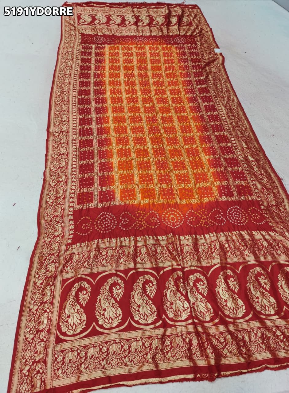 KcPc Designer Art Silk Bandhani Dupatta with Zari Weaving