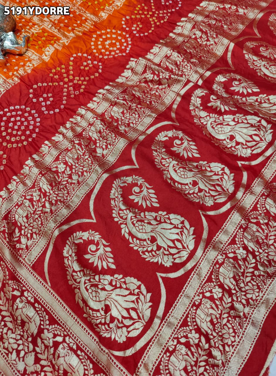 KcPc Designer Art Silk Bandhani Dupatta with Zari Weaving