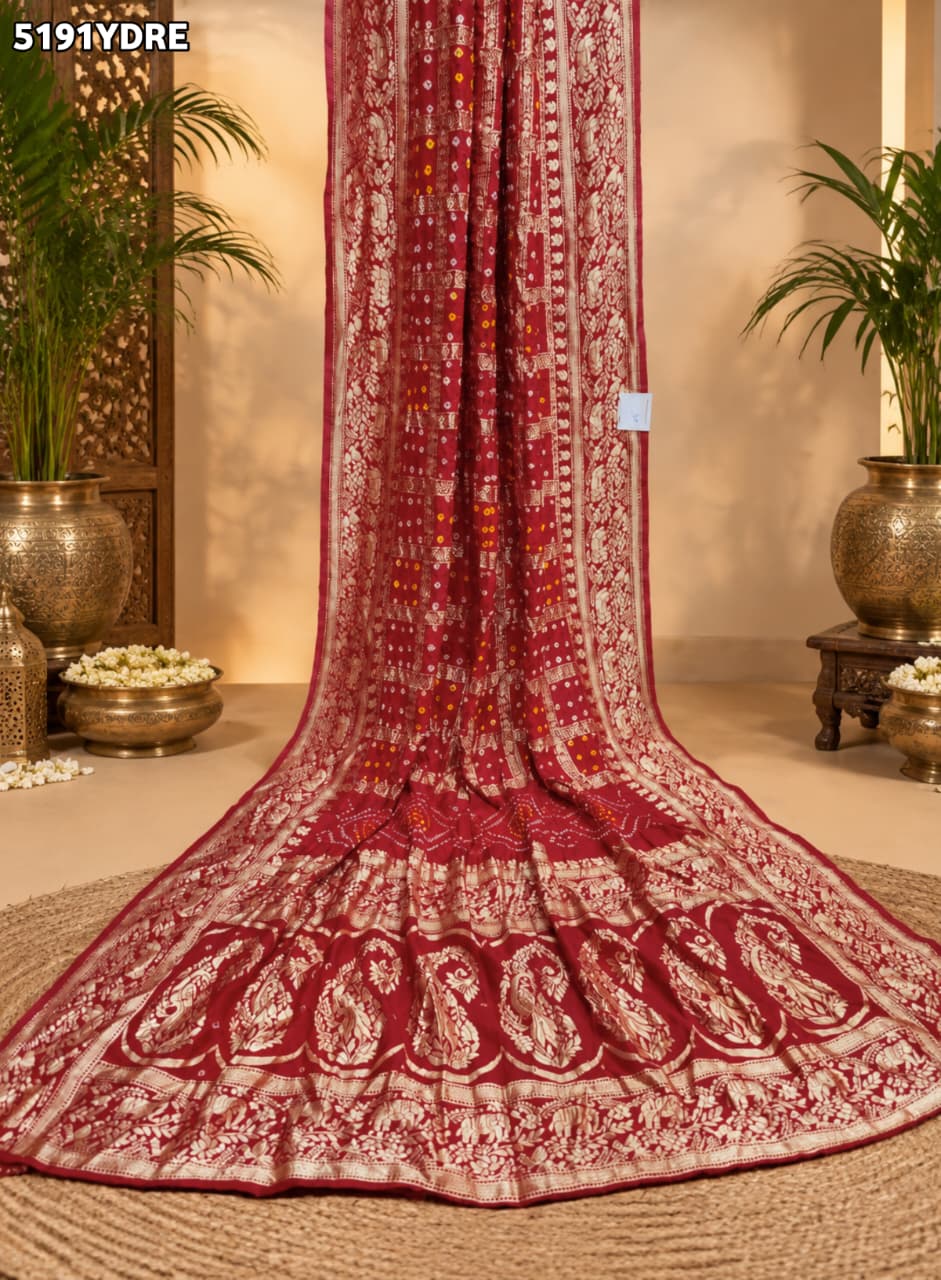 KcPc Art Silk Bandhani Dupatta Featuring Elegant Zari Weaving