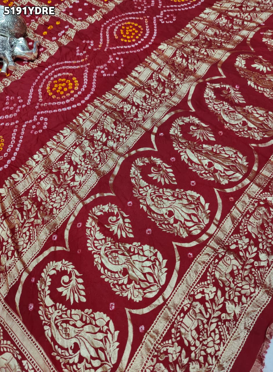 KcPc Art Silk Bandhani Dupatta Featuring Elegant Zari Weaving