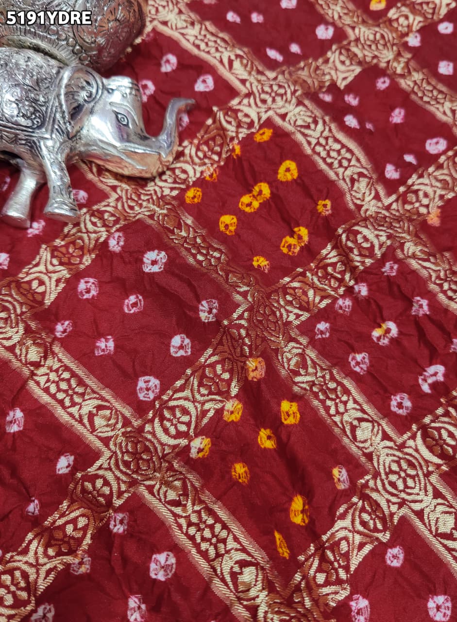 KcPc Art Silk Bandhani Dupatta Featuring Elegant Zari Weaving