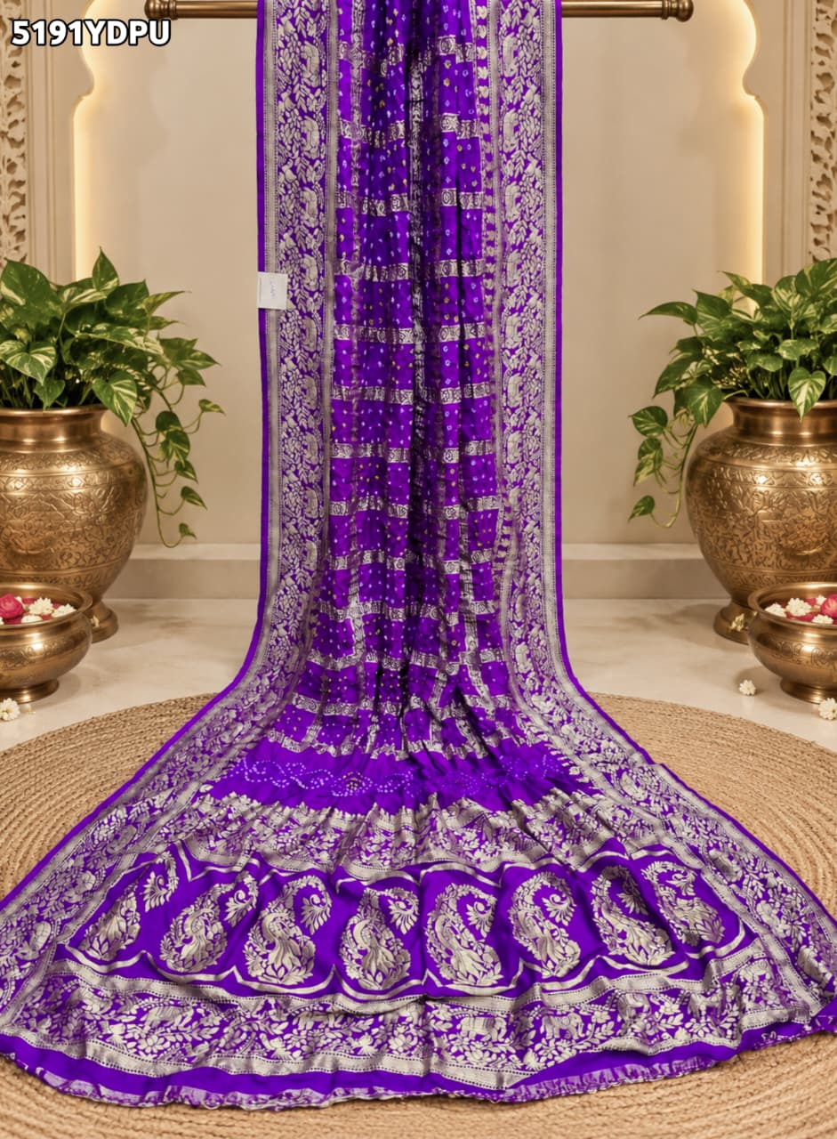 KcPc Traditional Art Silk Bandhani Dupatta with Zari Weaving