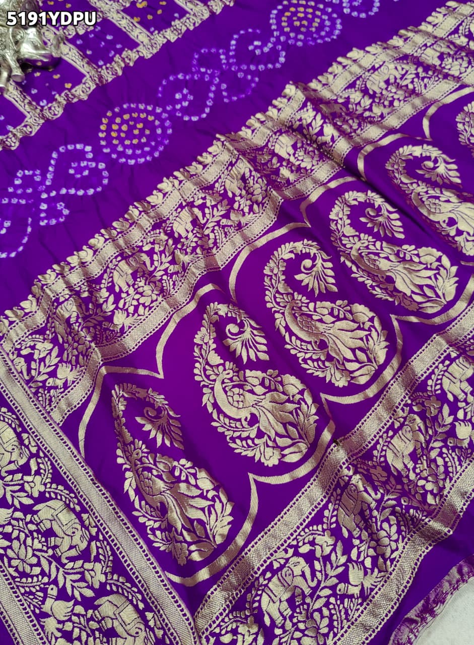 KcPc Traditional Art Silk Bandhani Dupatta with Zari Weaving