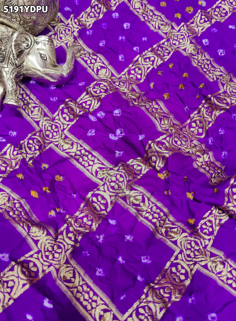 KcPc Traditional Art Silk Bandhani Dupatta with Zari Weaving