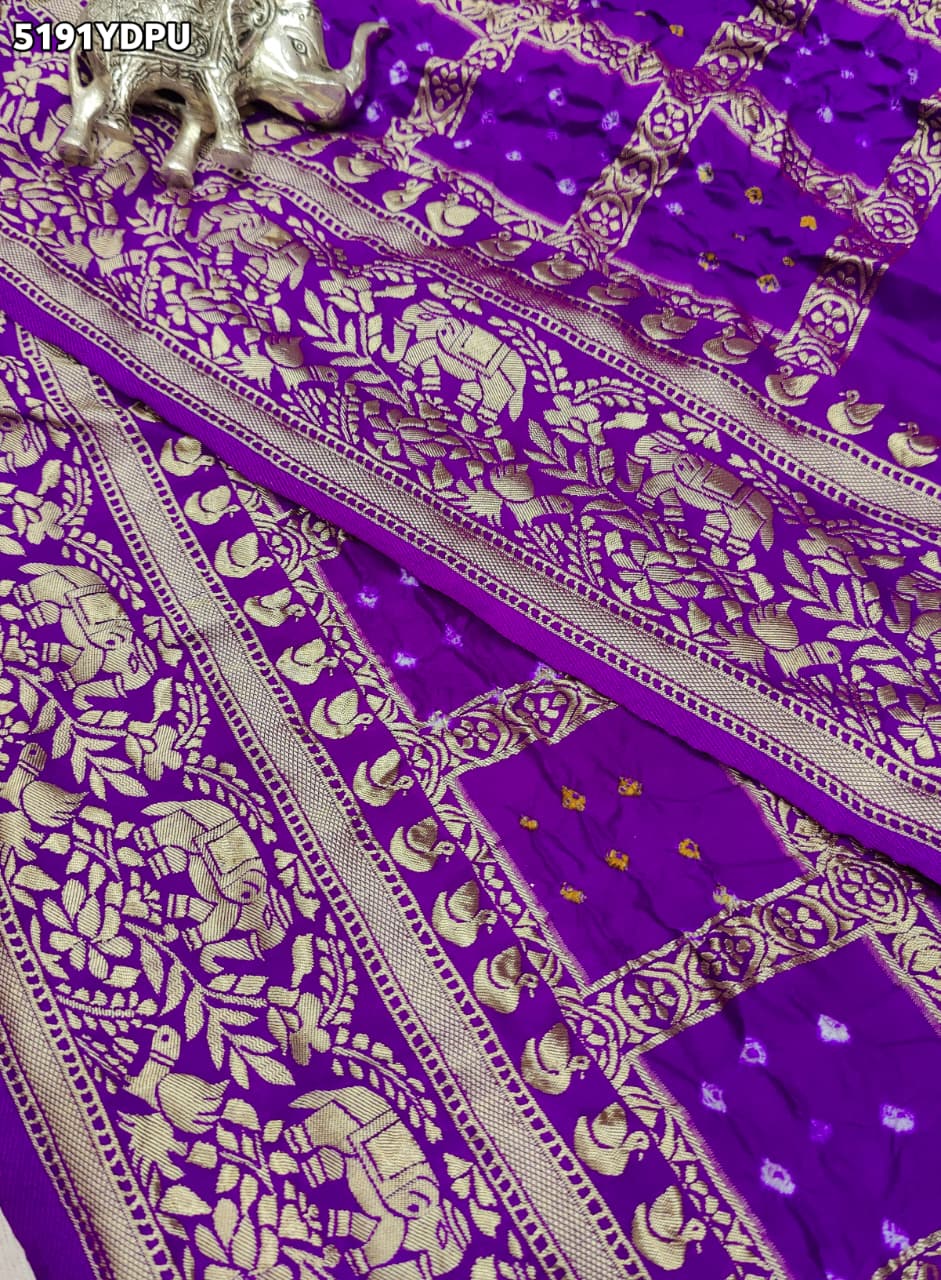 KcPc Traditional Art Silk Bandhani Dupatta with Zari Weaving