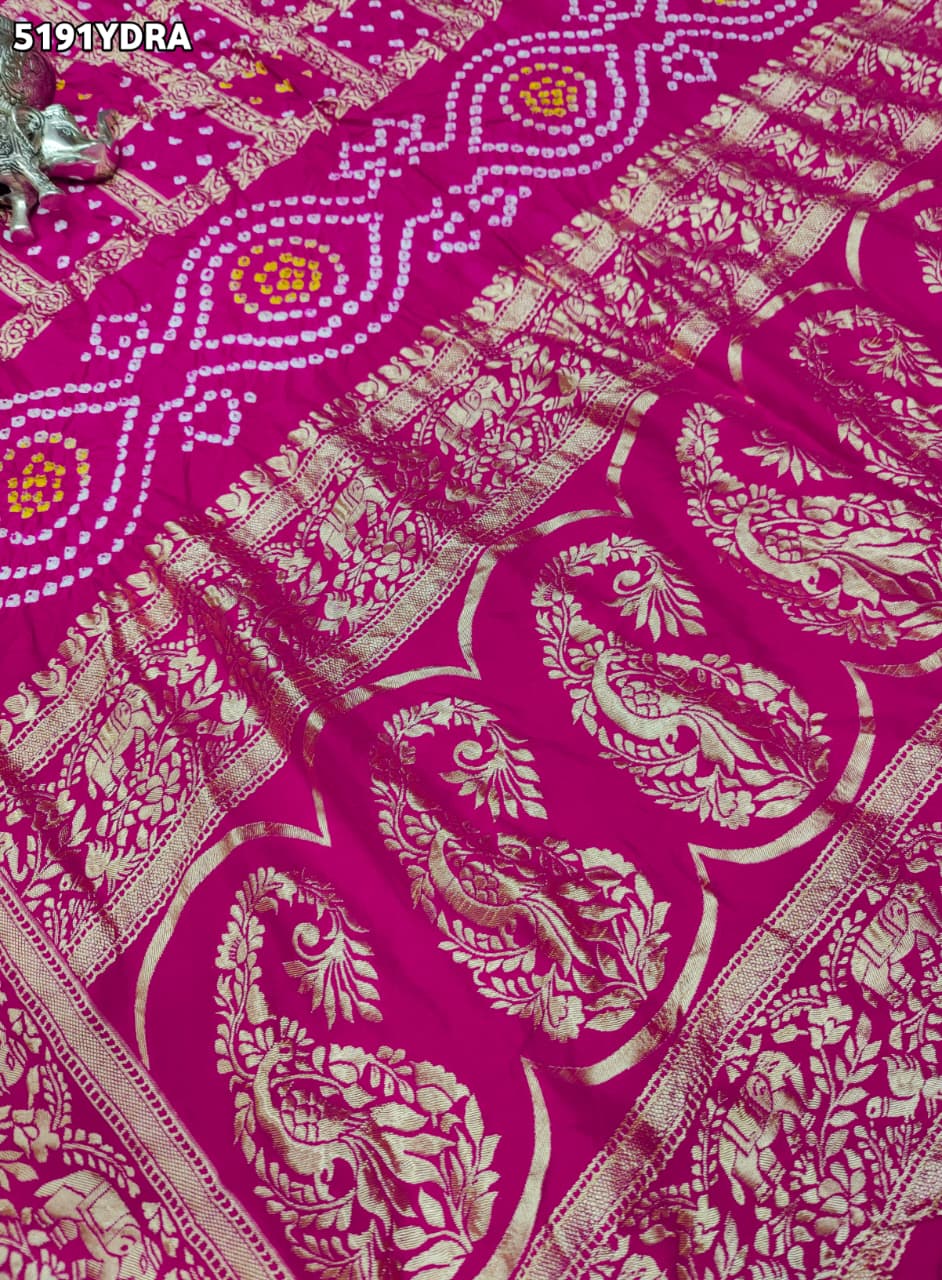 KcPc Art Silk Bandhani Style Dupatta with Zari Weaving