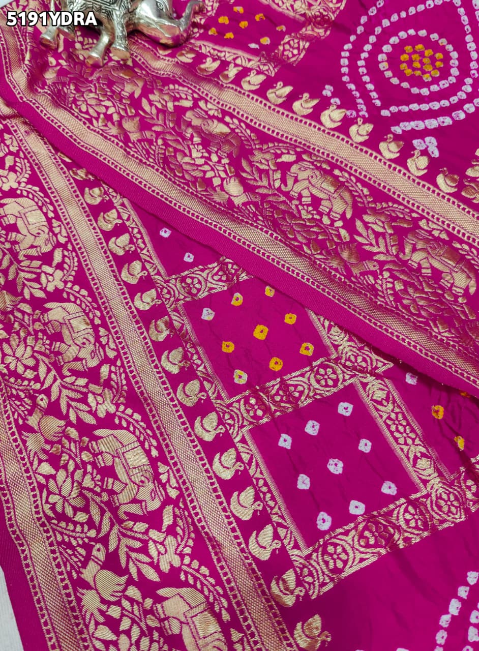 KcPc Art Silk Bandhani Style Dupatta with Zari Weaving
