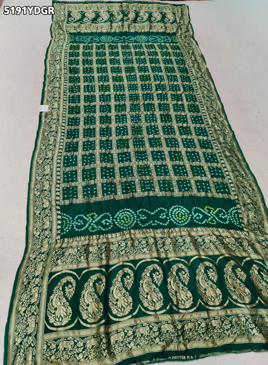 KcPc Art Silk Bandhani Dupatta with Traditional Zari Weaving