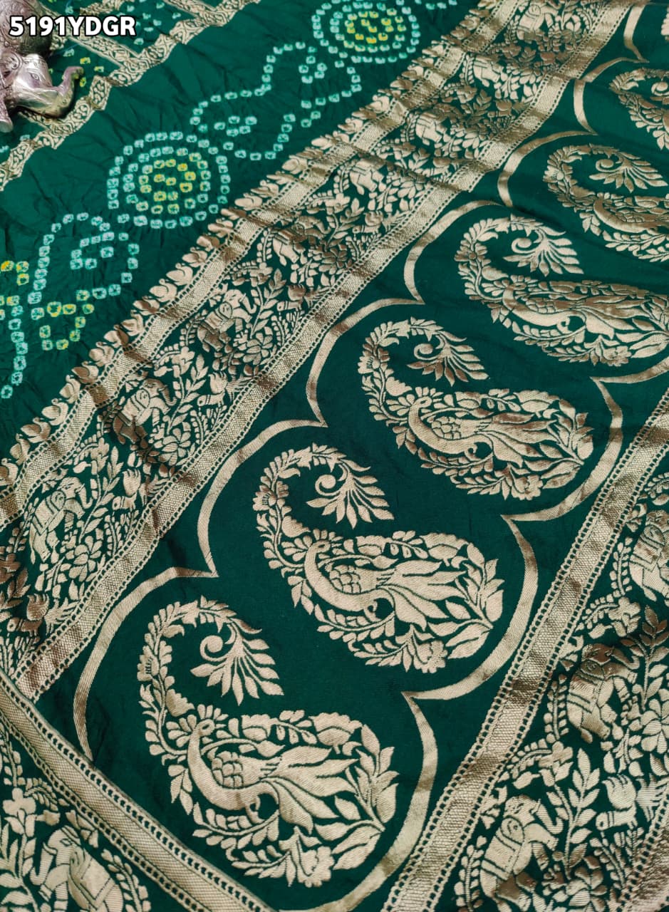 KcPc Art Silk Bandhani Dupatta with Traditional Zari Weaving