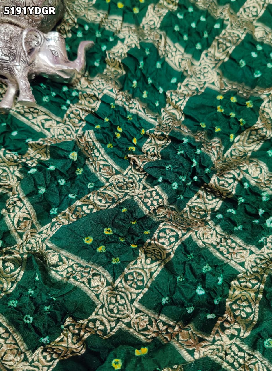 KcPc Art Silk Bandhani Dupatta with Traditional Zari Weaving