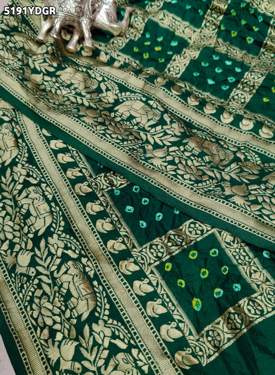 KcPc Art Silk Bandhani Dupatta with Traditional Zari Weaving