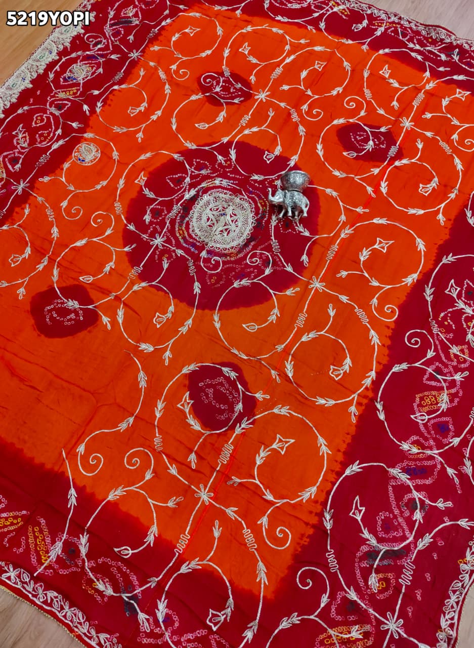 KcPc Ojariya Pila Chunri with Traditional Zardosi Work for Festive Wear