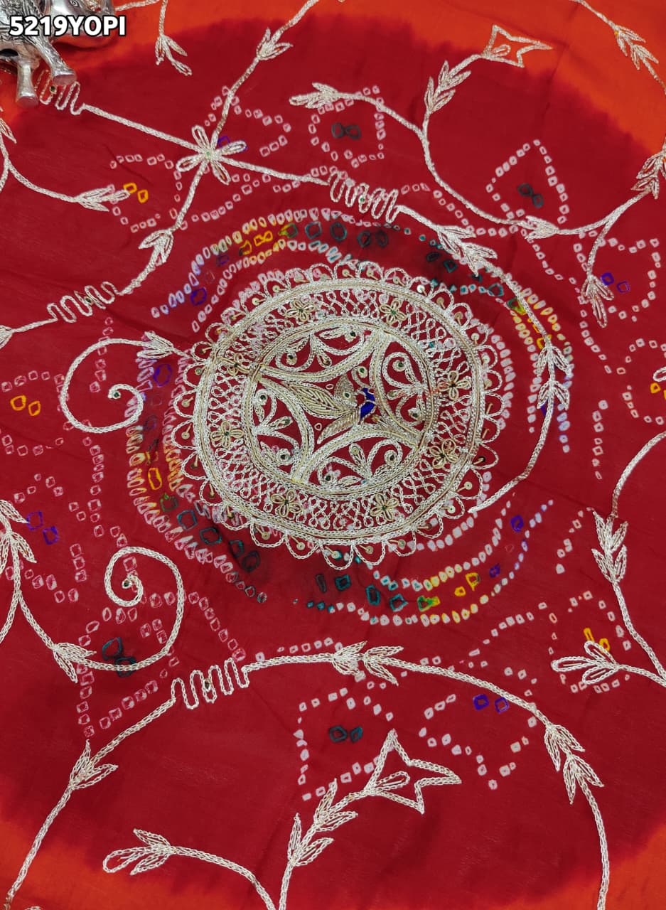 KcPc Ojariya Pila Chunri with Traditional Zardosi Work for Festive Wear