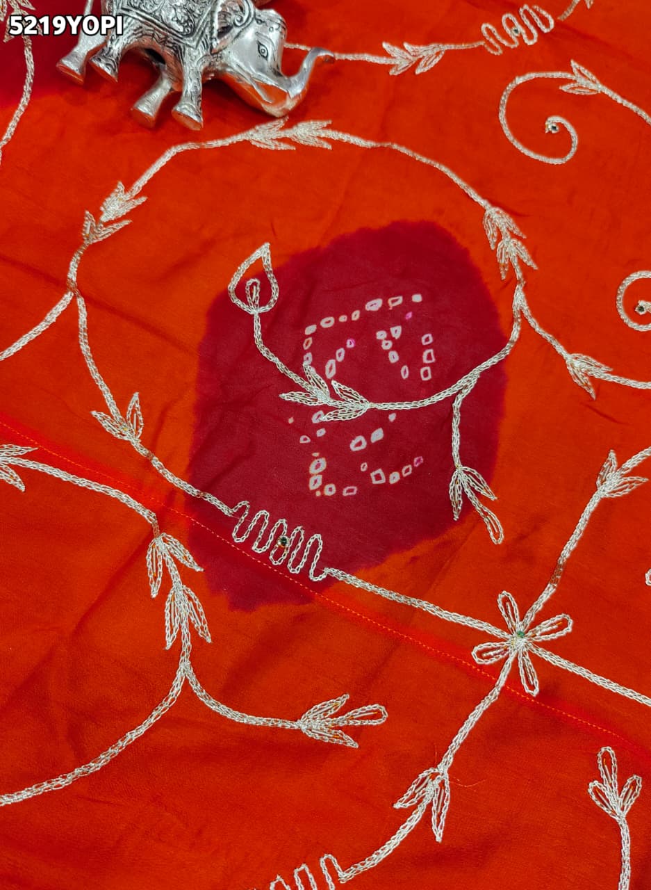 KcPc Ojariya Pila Chunri with Traditional Zardosi Work for Festive Wear