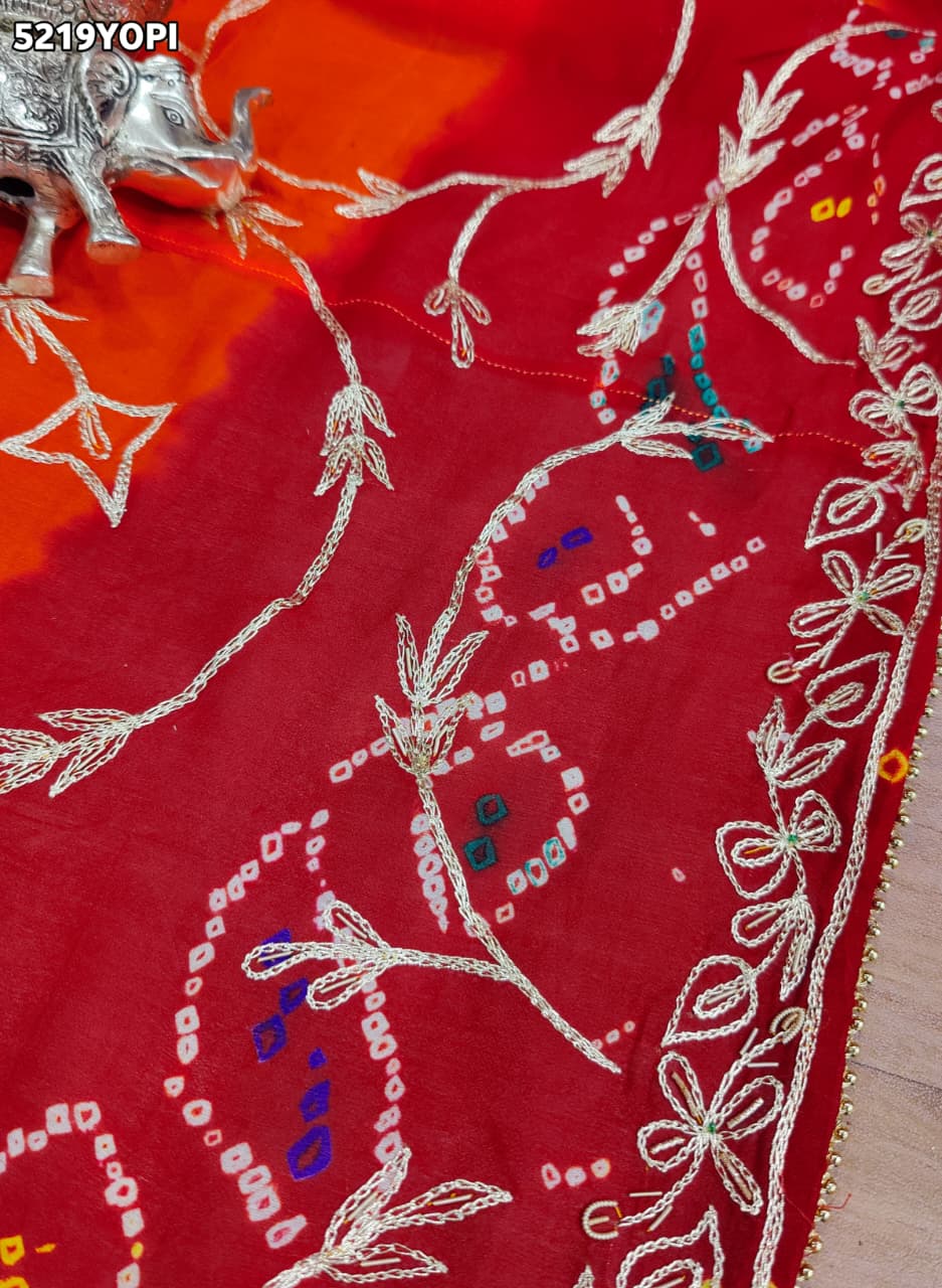 KcPc Ojariya Pila Chunri with Traditional Zardosi Work for Festive Wear
