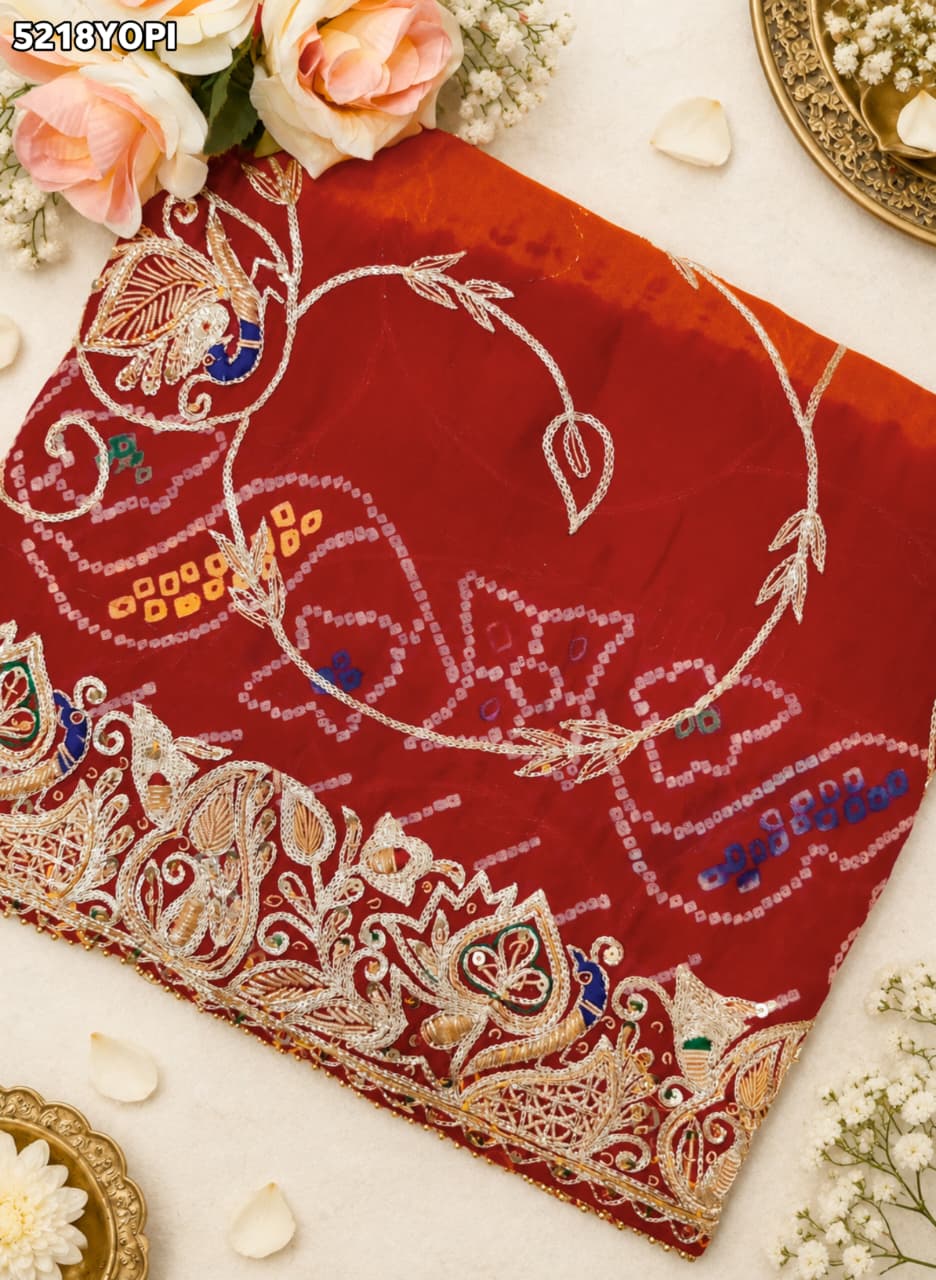 KcPc Traditional Ojariya Pila Chunri with Intricate Zardoji Work