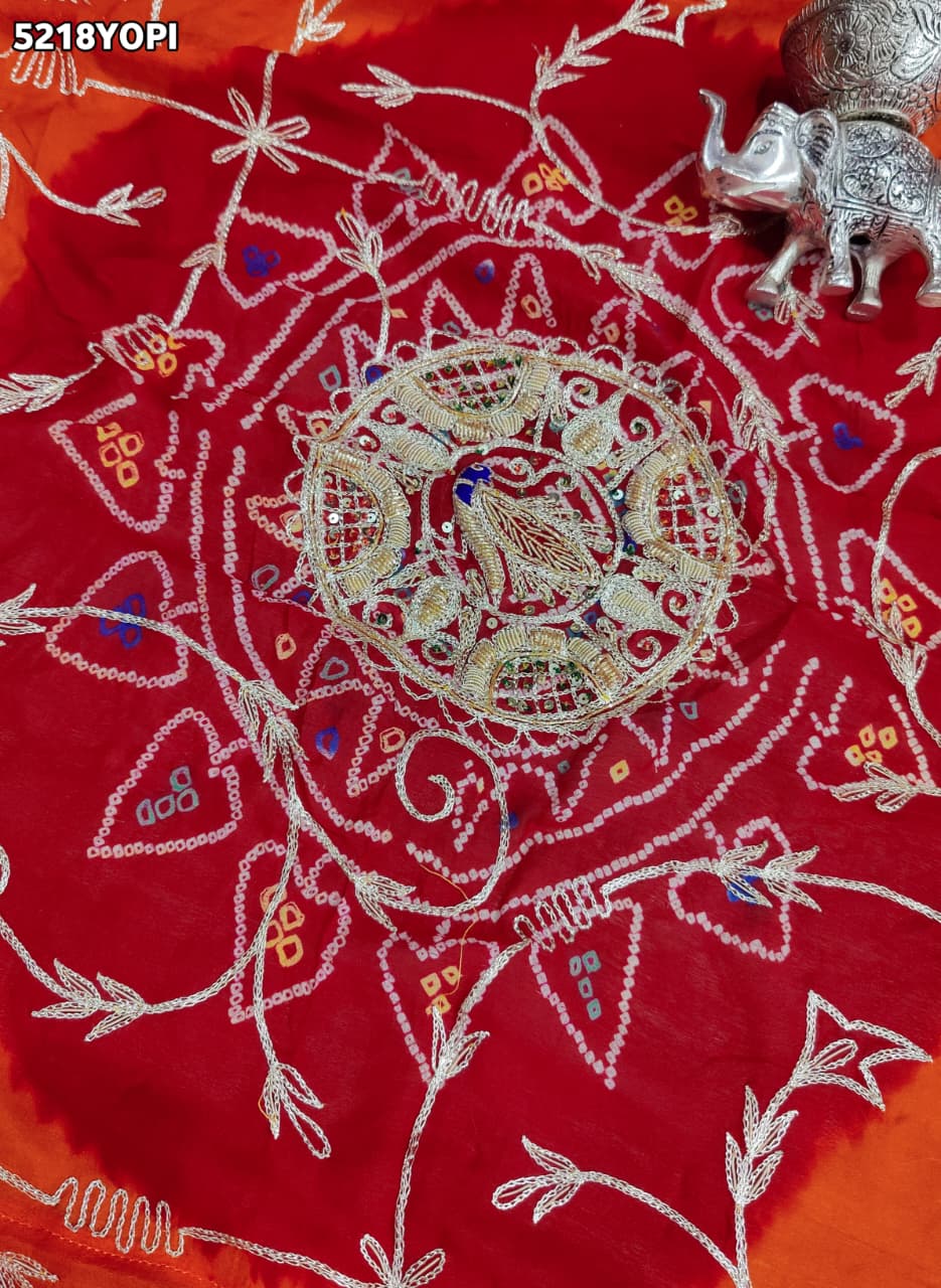KcPc Traditional Ojariya Pila Chunri with Intricate Zardoji Work
