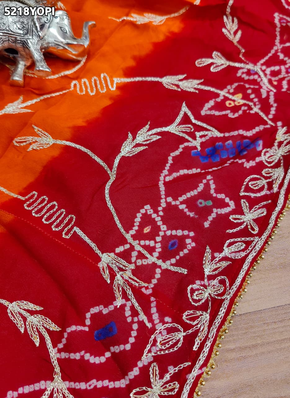 KcPc Traditional Ojariya Pila Chunri with Intricate Zardoji Work