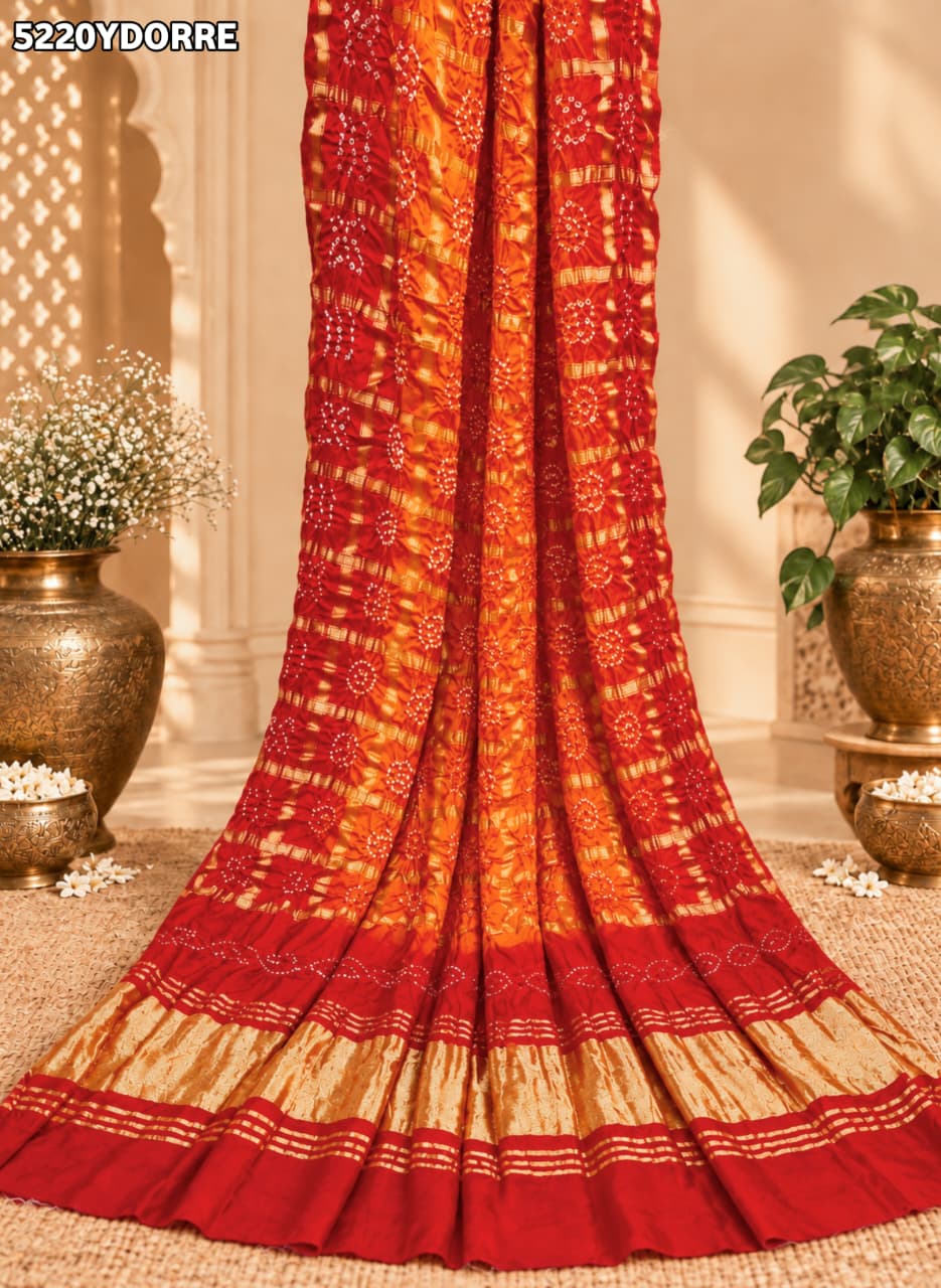 KcPc Traditional Bandhani Style Semi Gaji Silk Dupatta