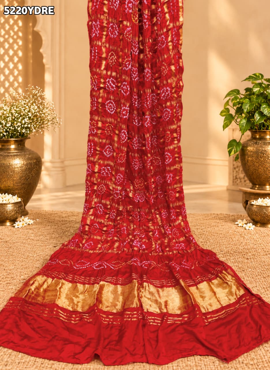 KcPc Semi Gaji Silk Bandhani Dupatta for Traditional Wear