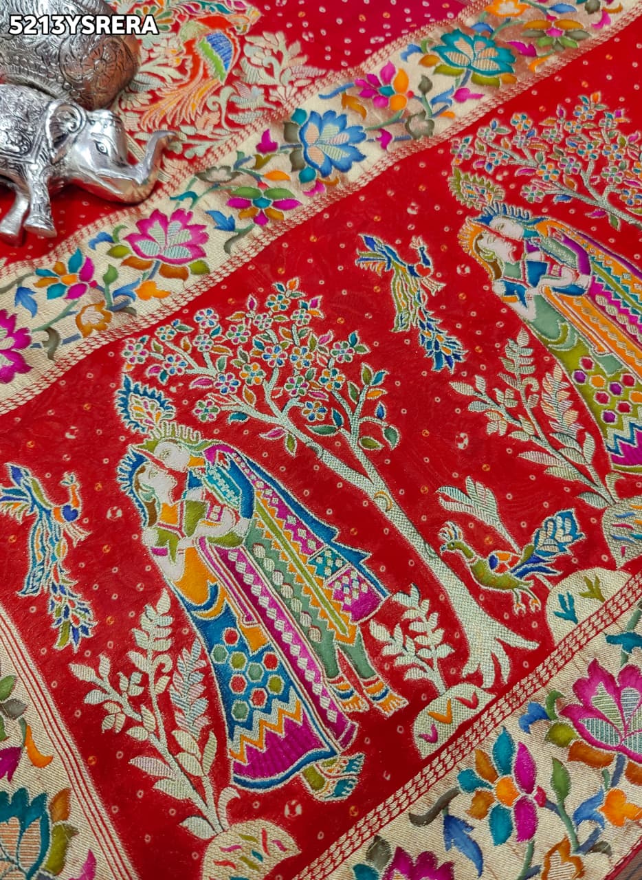 KcPc Traditional Kalamkari Artistry on Luxurious Georgette Saree