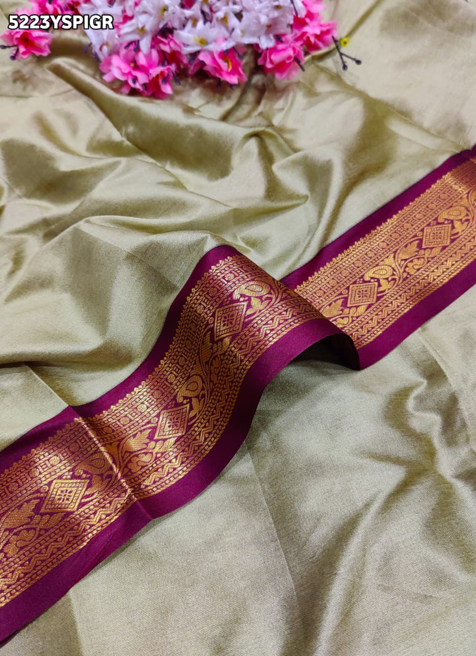 KcPc Banarasi Silk Kanjivaram Style Saree with Zari Border
