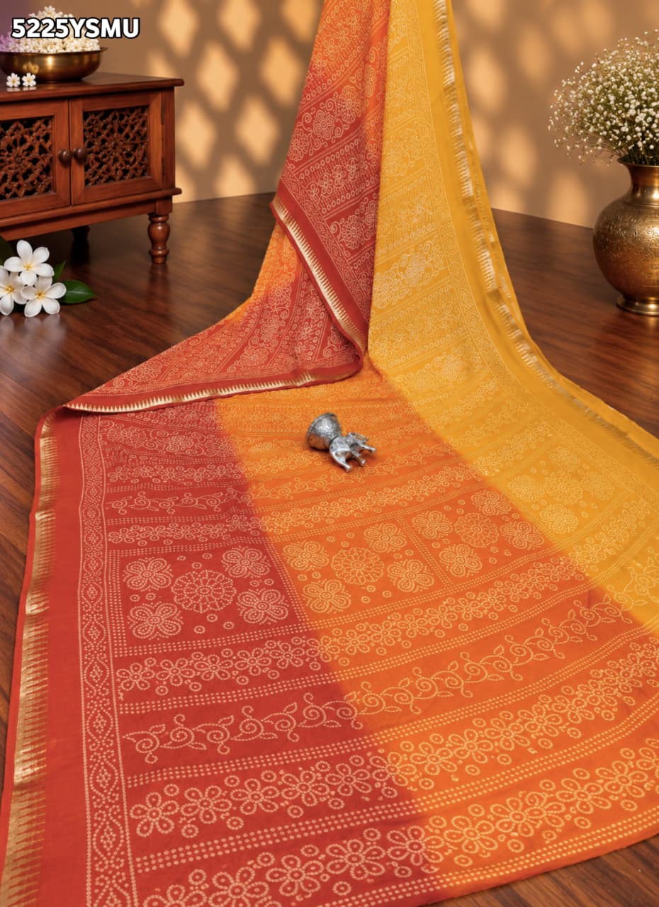 KcPc Georgette Bandhani Saree with Zari Border for Festive Wear