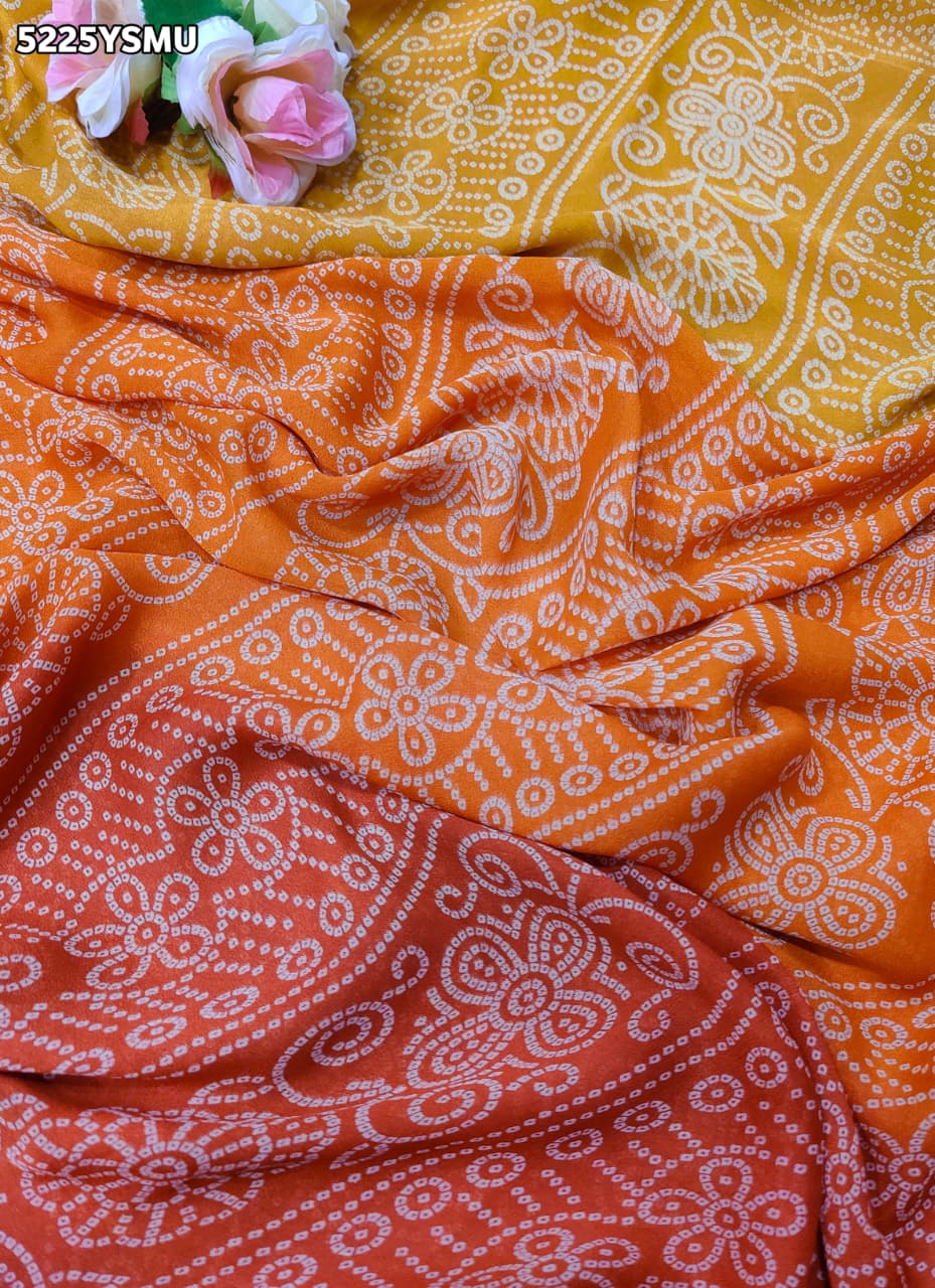 KcPc Georgette Bandhani Saree with Zari Border for Festive Wear