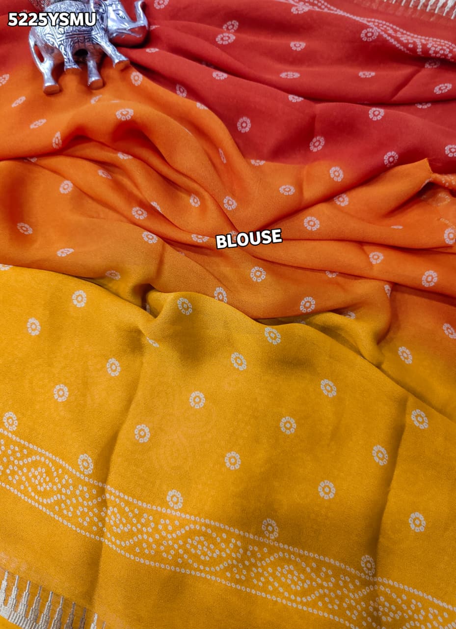 KcPc Georgette Bandhani Saree with Zari Border for Festive Wear