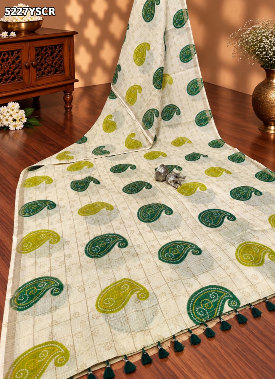 KcPc Kota Doria Printed Saree with Zari Weaving for Festive WearSWA