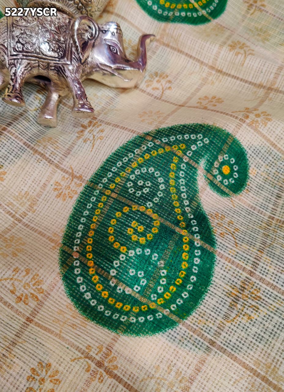 KcPc Kota Doria Printed Saree with Zari Weaving for Festive WearSWA
