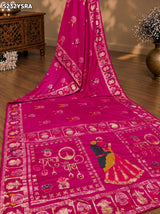 KcPc Dola Silk Karwa Chauth Style Saree with Traditional Zari Weaving and Ghunghru RPL