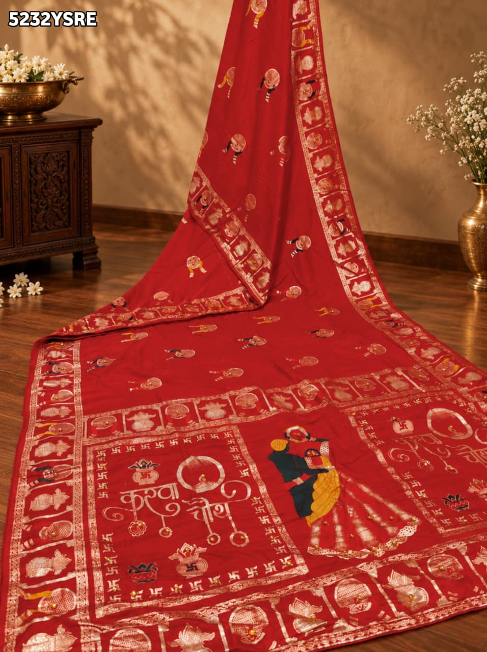 KcPc Designer Dola Silk Traditional Saree with Karwa Chauth Style Zari Weaving and GhunghruRPL