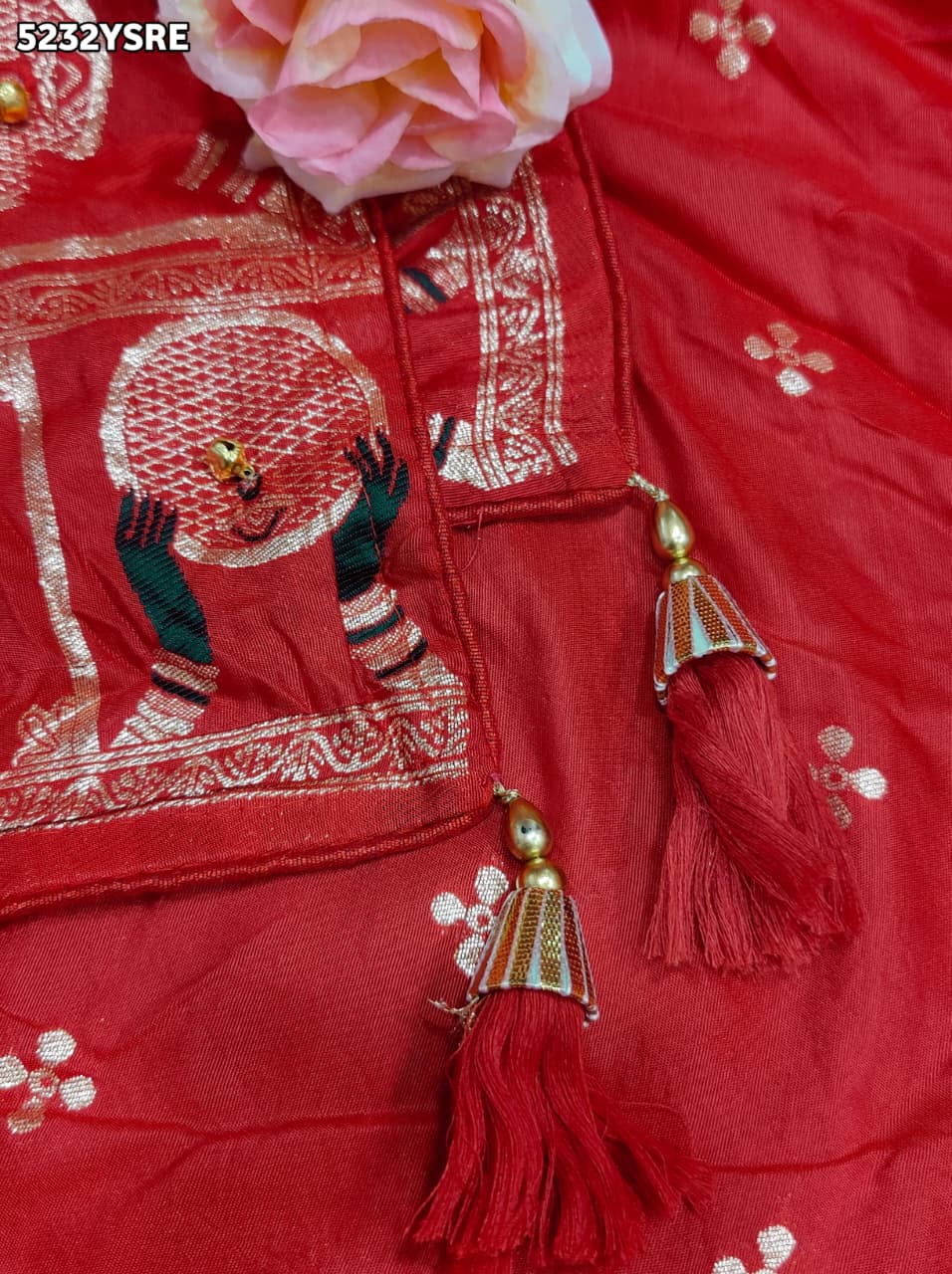 KcPc Designer Dola Silk Traditional Saree with Karwa Chauth Style Zari Weaving and GhunghruRPL
