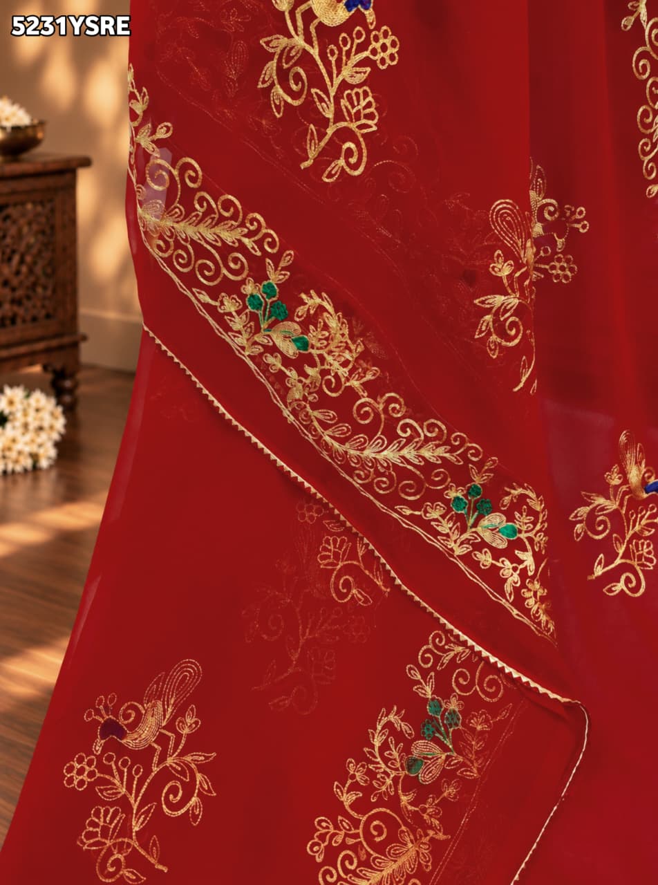KcPc Georgette Traditional Saree with Designer Aari Work for Festive WearMHS