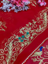 KcPc Georgette Traditional Saree with Designer Aari Work for Festive WearMHS