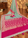 KcPc Banarasi Khaddi Georgette Designer Saree with Diamond Lace Work and Blouse for Festive Wear